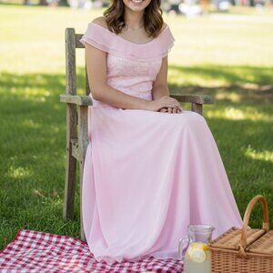 Whimsical Sparkly Fairy Core Ballerina Girls 15 16 Rose Pastel Pink Sheer Dress